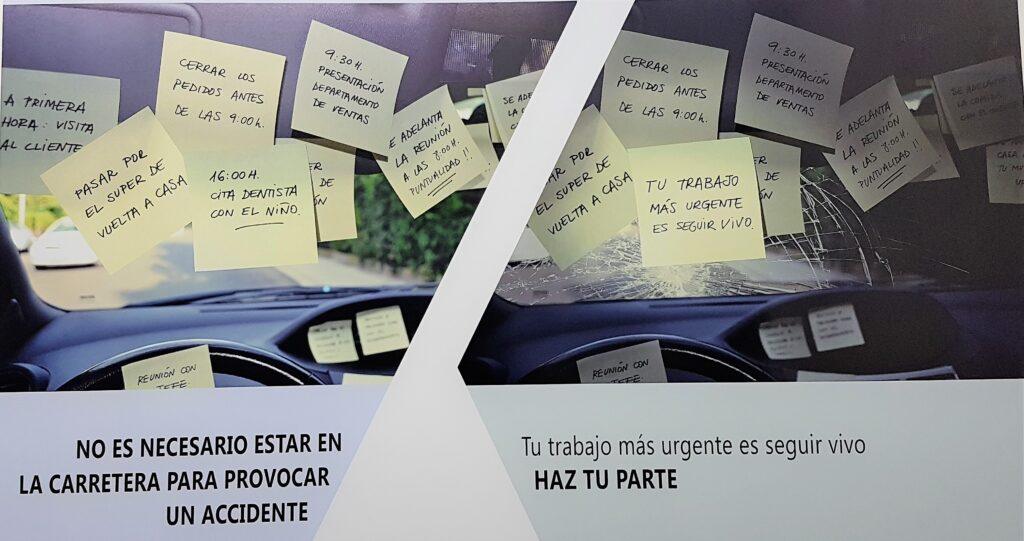 Campaña Post It de la DGT sobre el estrés laboral al volante.