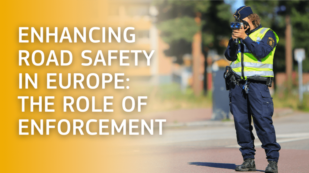 Cartel de la Carta Europea de Seguridad Vial sobre el papel de las policías de tráfico.